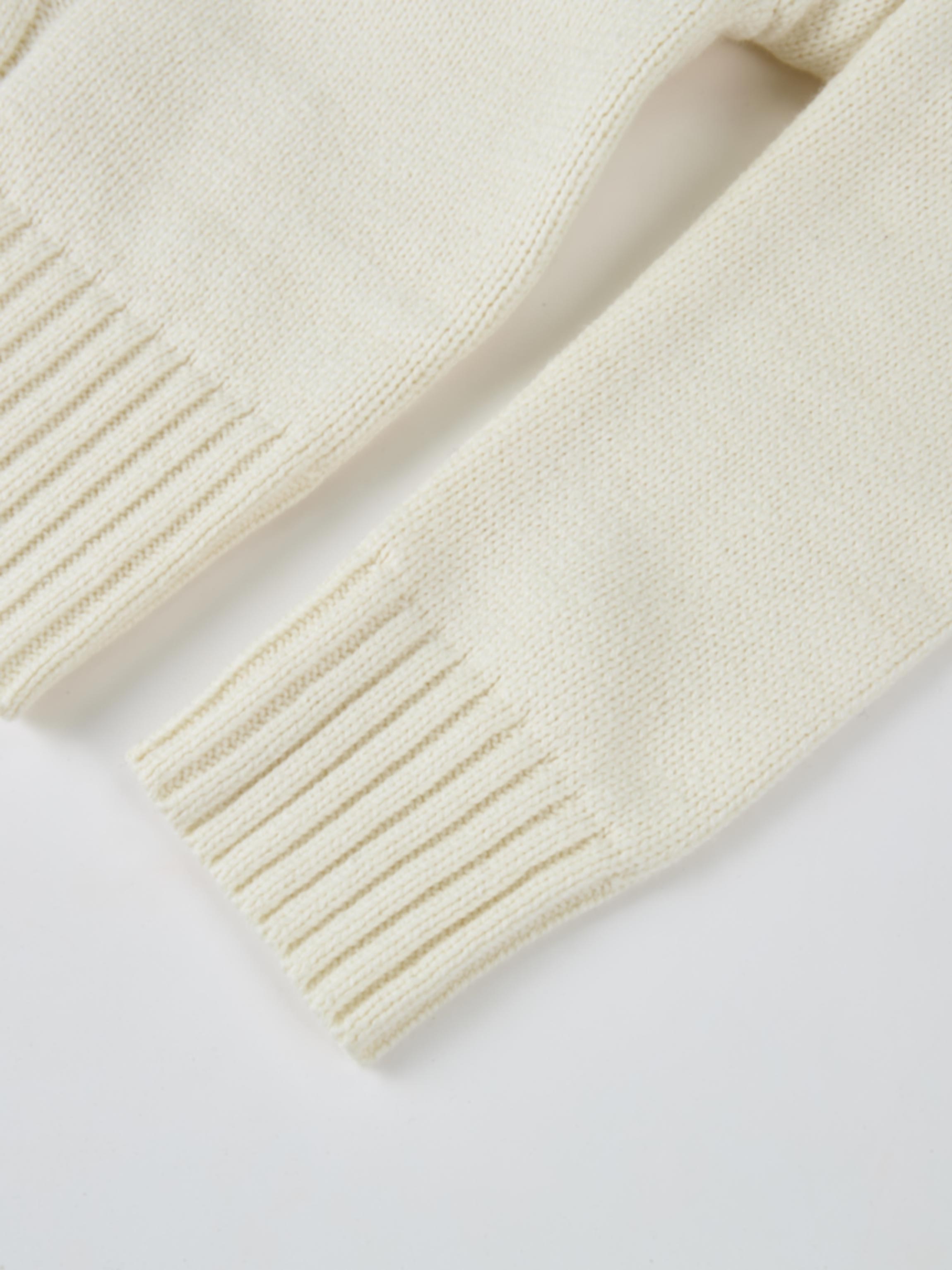 Front Cable Crop Turtleneck Sweater - Cream