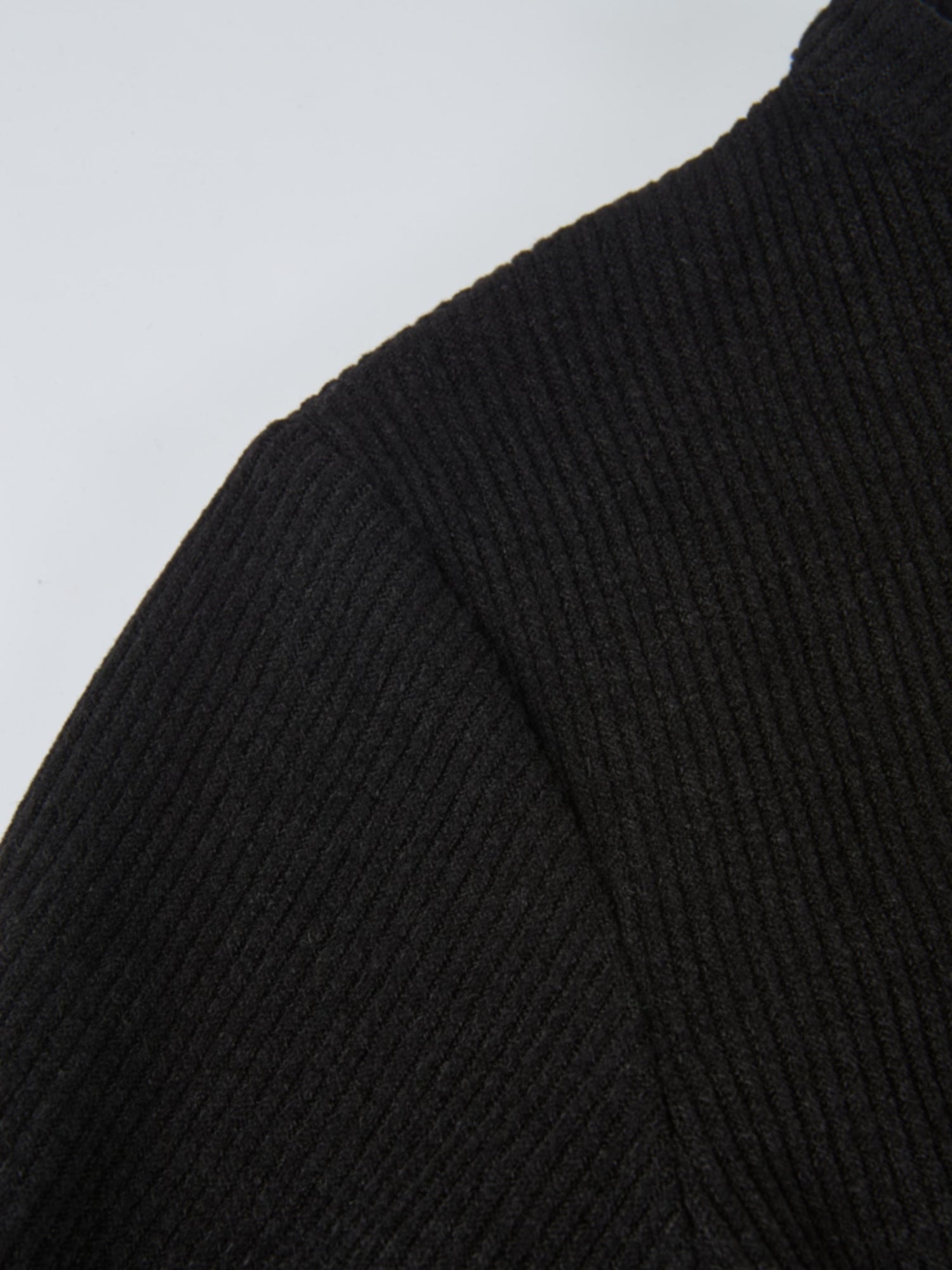 Soft Ribbed Shirtdress - Black
