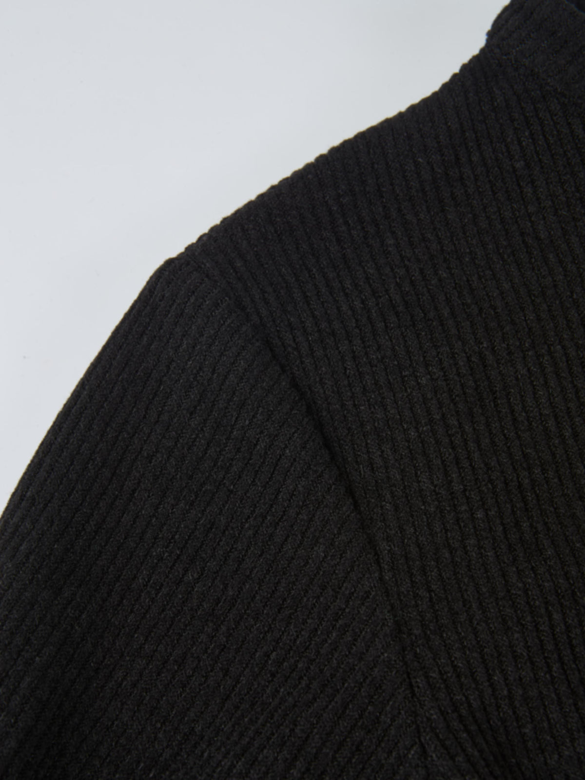 Soft Ribbed Shirtdress - Black