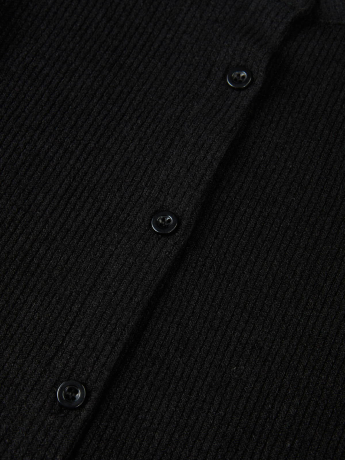 Soft Ribbed Shirtdress - Black