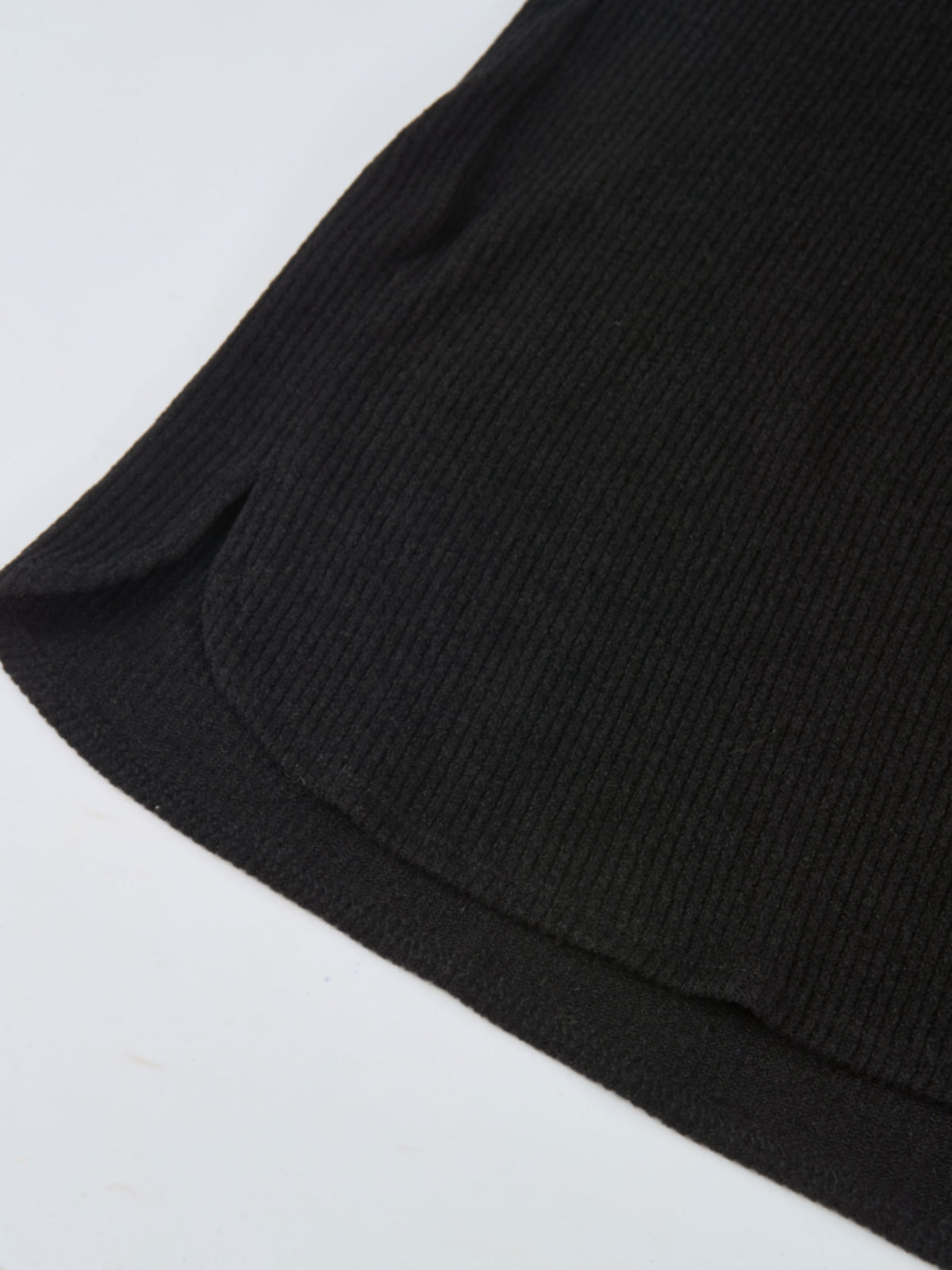 Soft Ribbed Shirtdress - Black