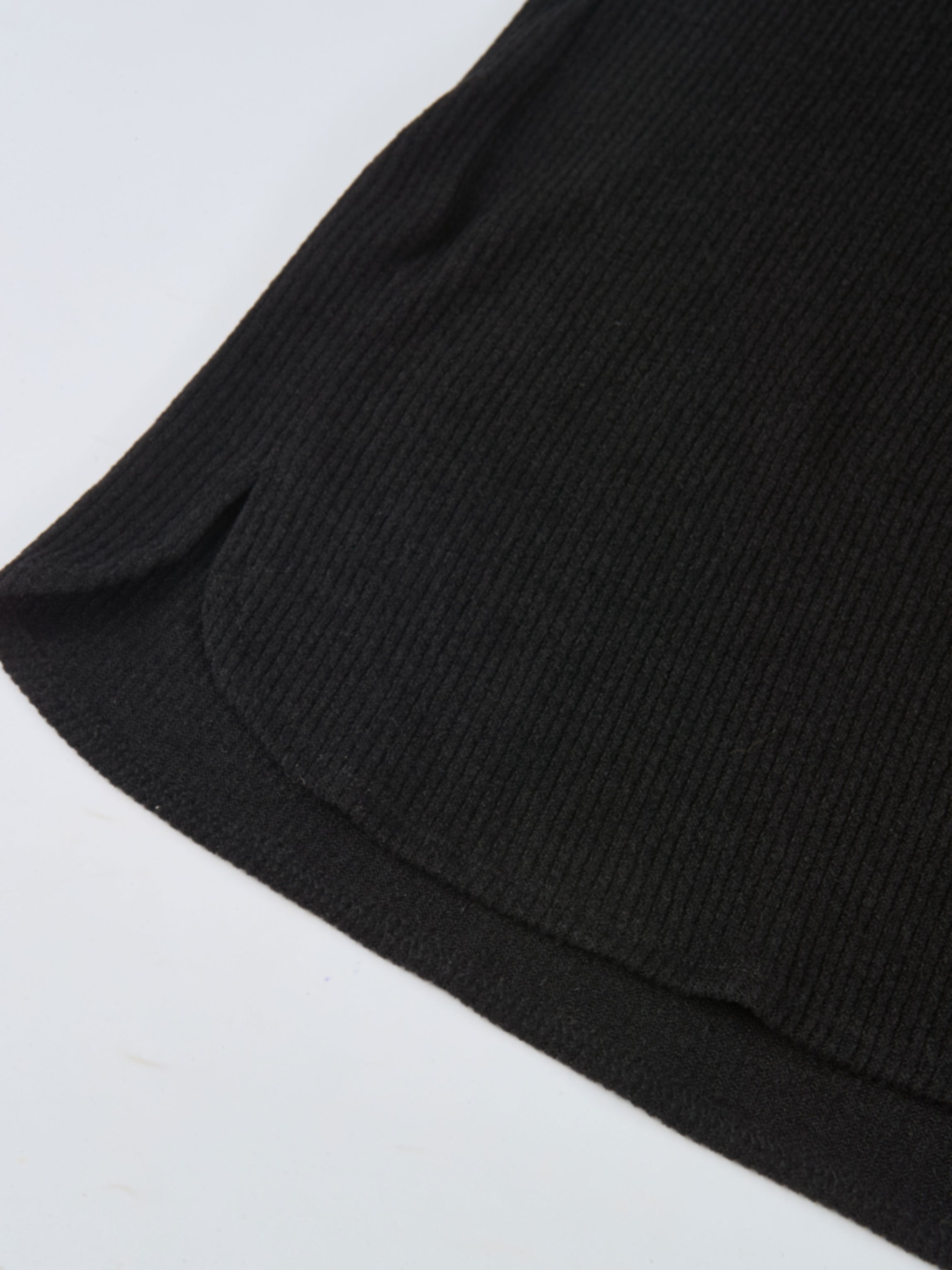 Soft Ribbed Shirtdress - Black