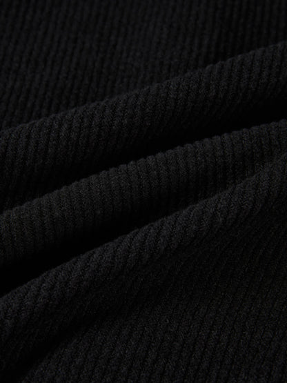 Soft Ribbed Shirtdress - Black