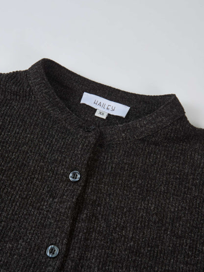 Soft Ribbed Shirtdress - Charcoal Grey
