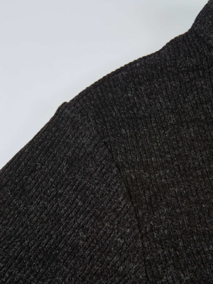 Soft Ribbed Shirtdress - Charcoal Grey