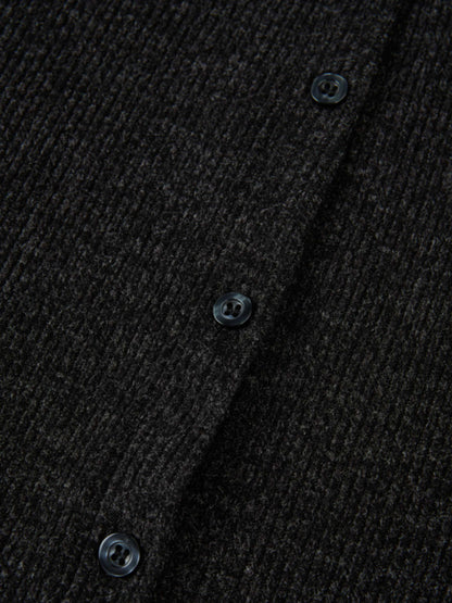 Soft Ribbed Shirtdress - Charcoal Grey