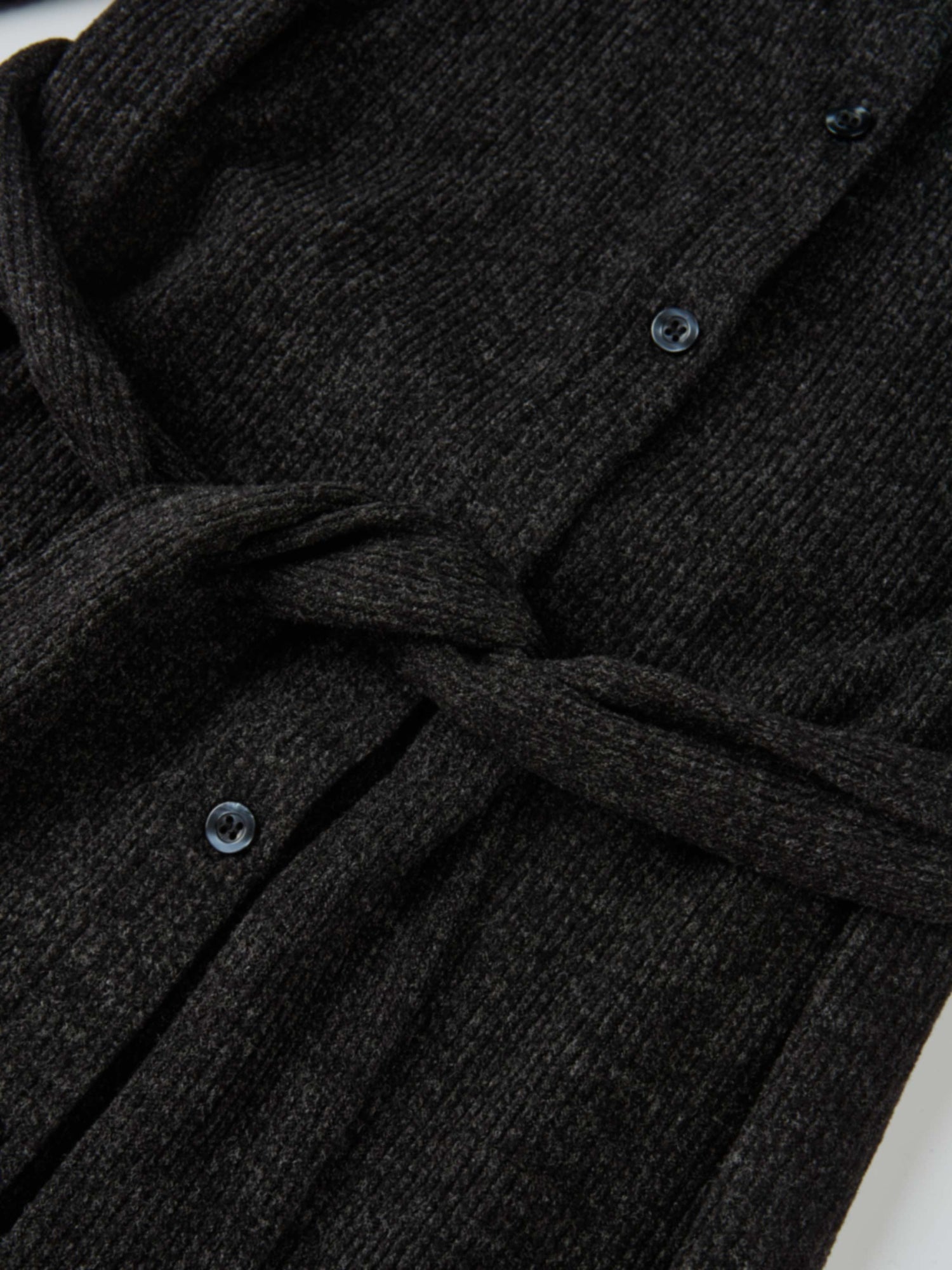 Soft Ribbed Shirtdress - Charcoal Grey