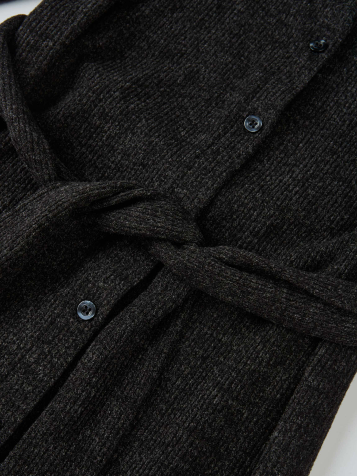 Soft Ribbed Shirtdress - Charcoal Grey