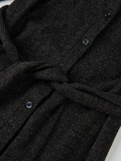 Soft Ribbed Shirtdress - Charcoal Grey