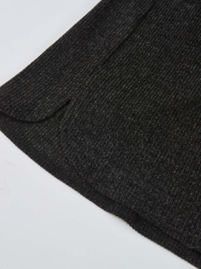 Soft Ribbed Shirtdress - Charcoal Grey