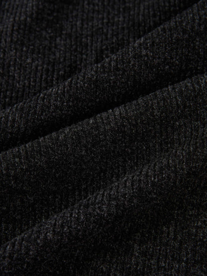 Soft Ribbed Shirtdress - Charcoal Grey