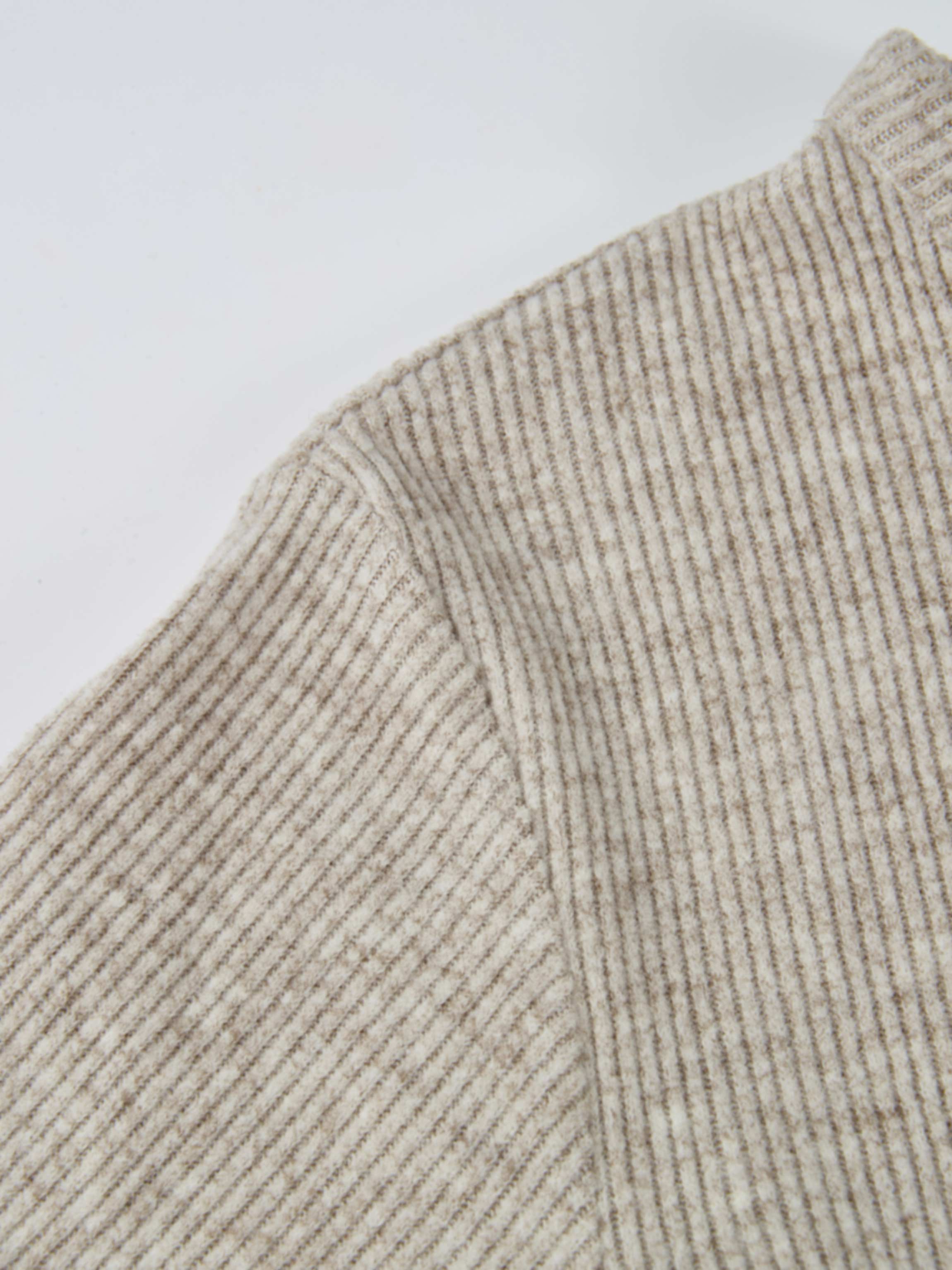 Soft Ribbed Shirtress - Oatmeal