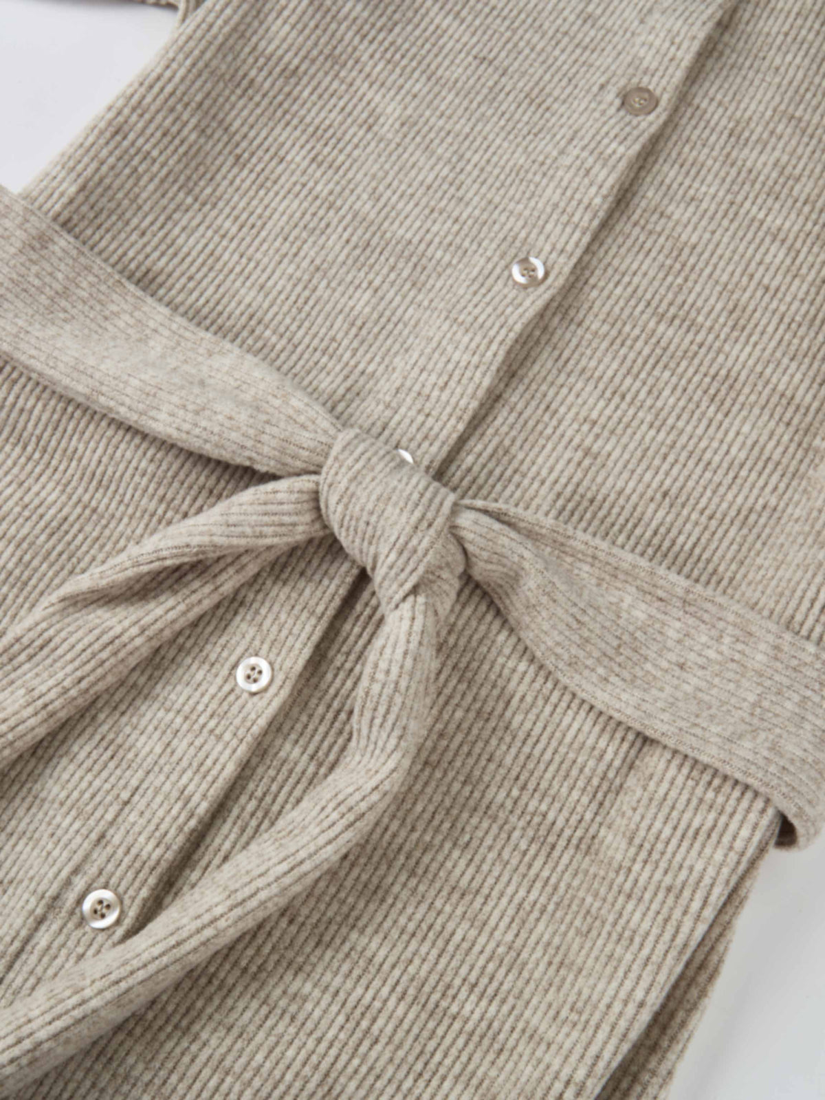 Soft Ribbed Shirtress - Oatmeal