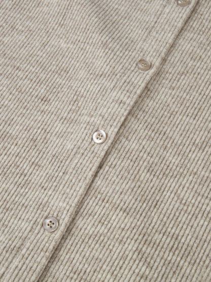 Soft Ribbed Shirtress - Oatmeal