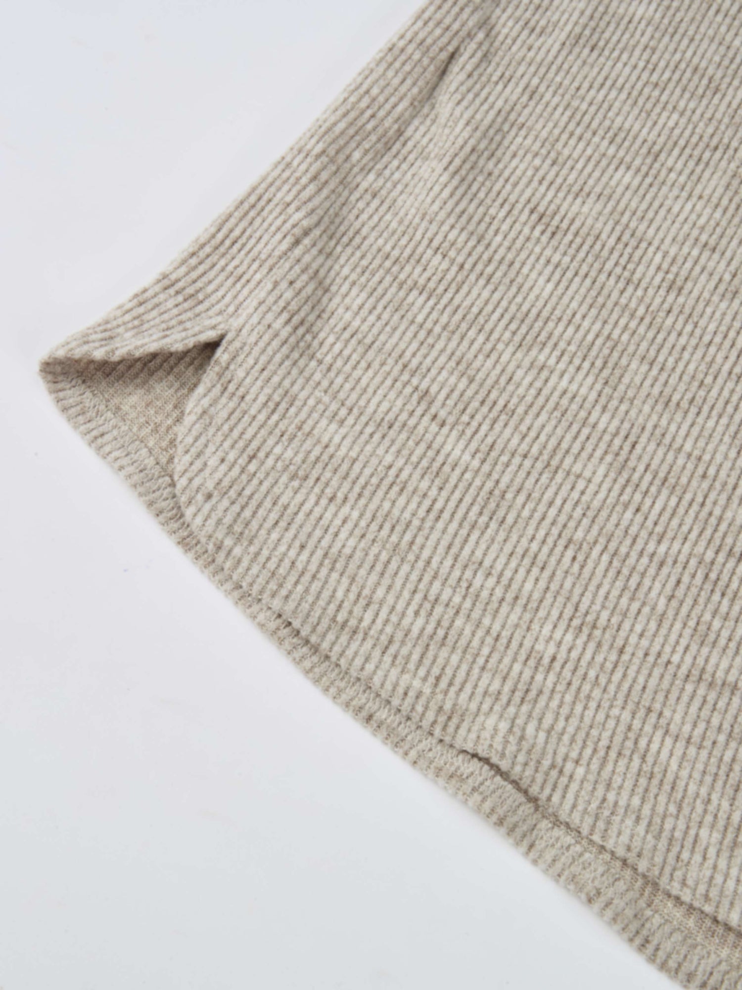 Soft Ribbed Shirtress - Oatmeal