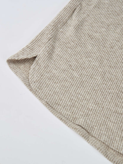 Soft Ribbed Shirtress - Oatmeal