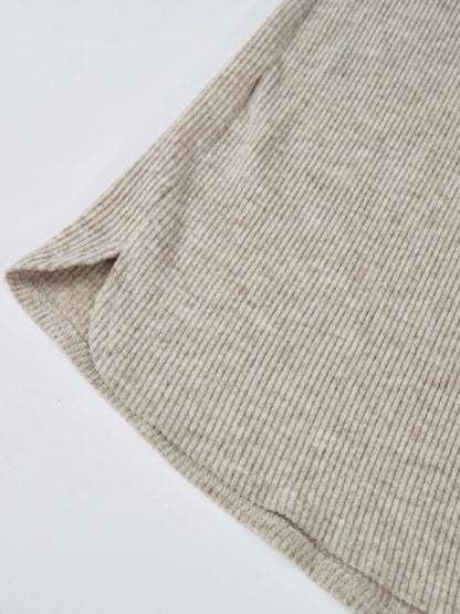 Soft Ribbed Shirtress - Oatmeal