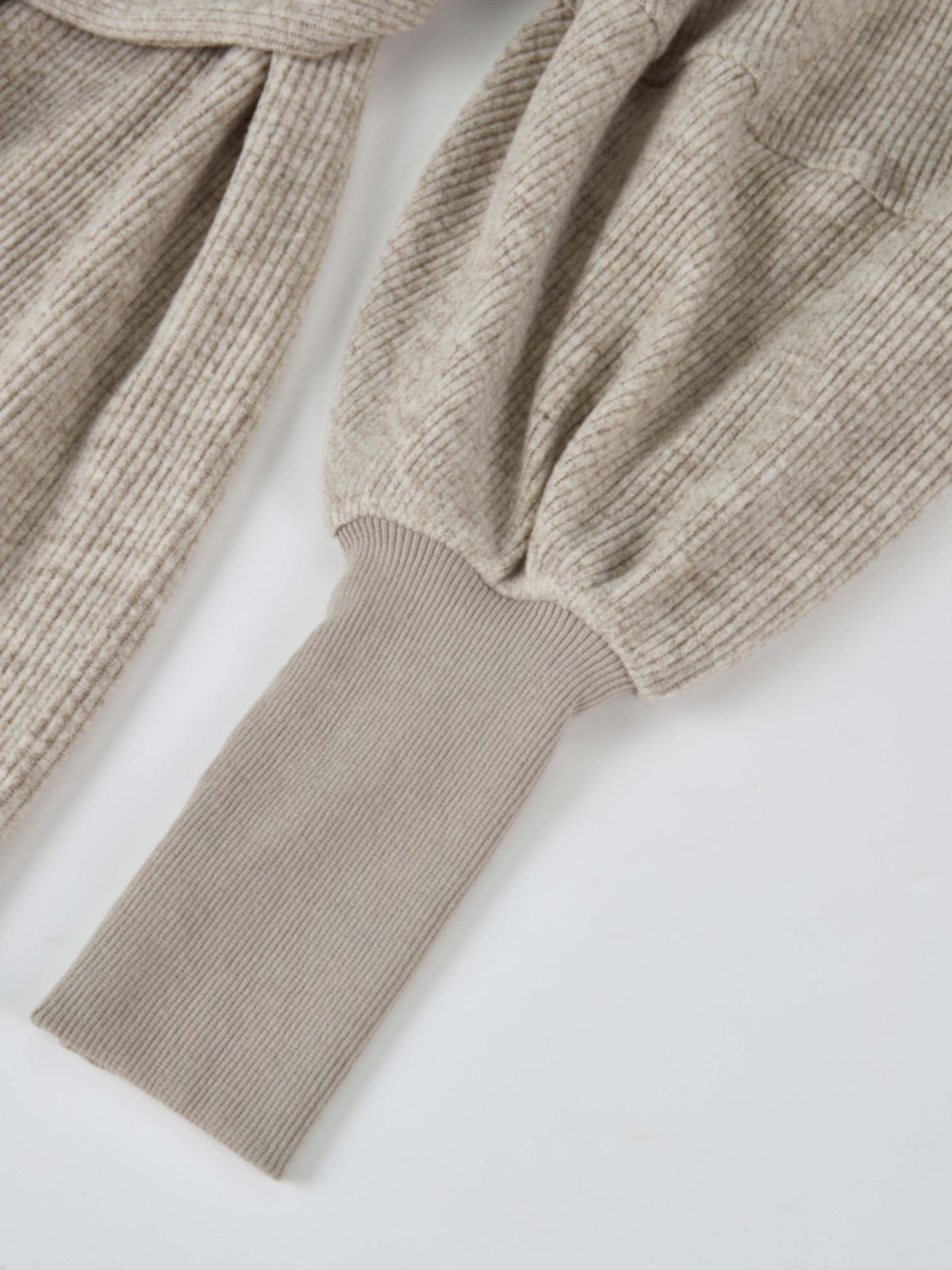 Soft Ribbed Shirtress - Oatmeal