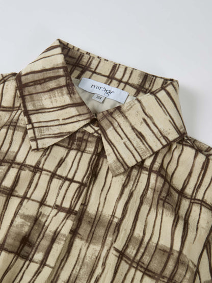 Basic Aline Belted Dress - Brown Sketch