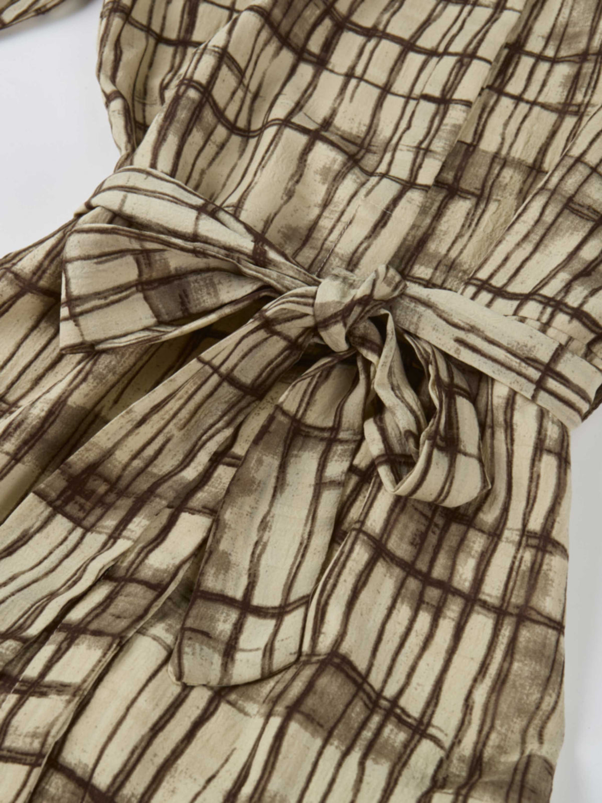 Basic Aline Belted Dress - Brown Sketch