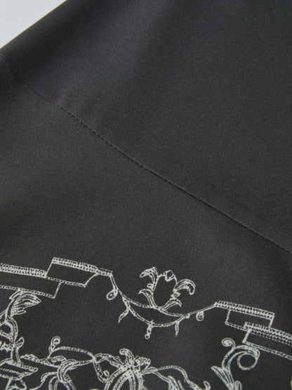Printed Yoke Circle Skirt - Grey