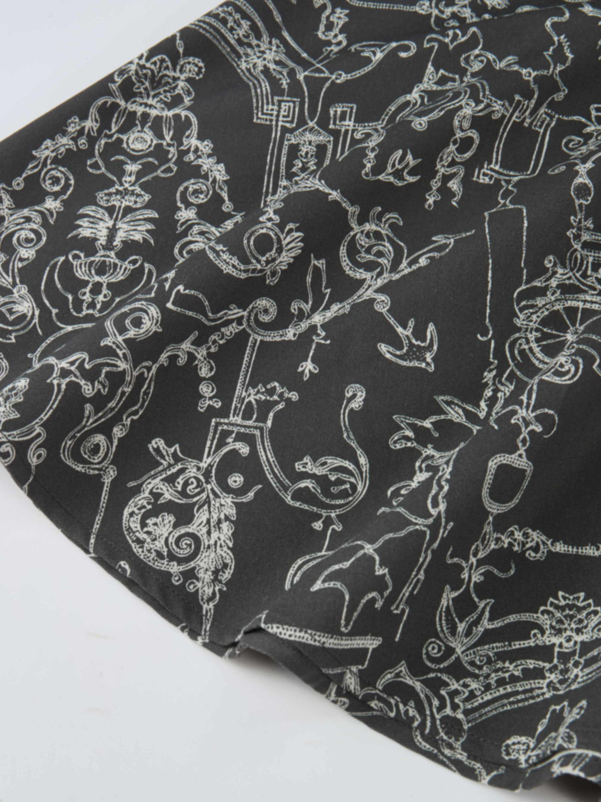 Printed Yoke Circle Skirt - Grey
