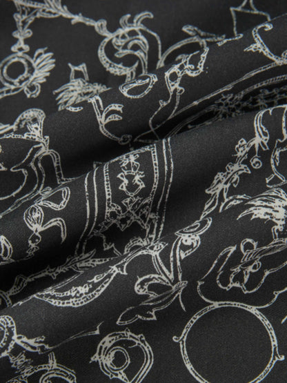 Printed Yoke Circle Skirt - Grey