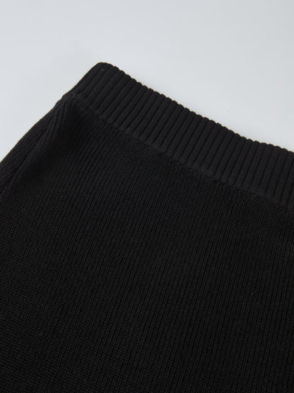 Knit A-Line Skirt - Black
