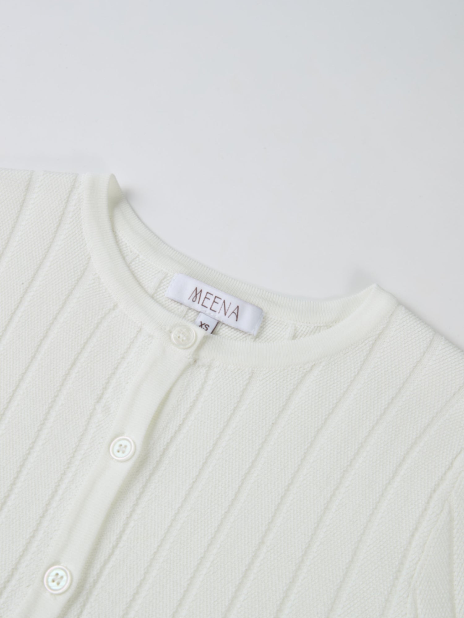 Silk Knit Ribbed Cardigan 17"- Cream
