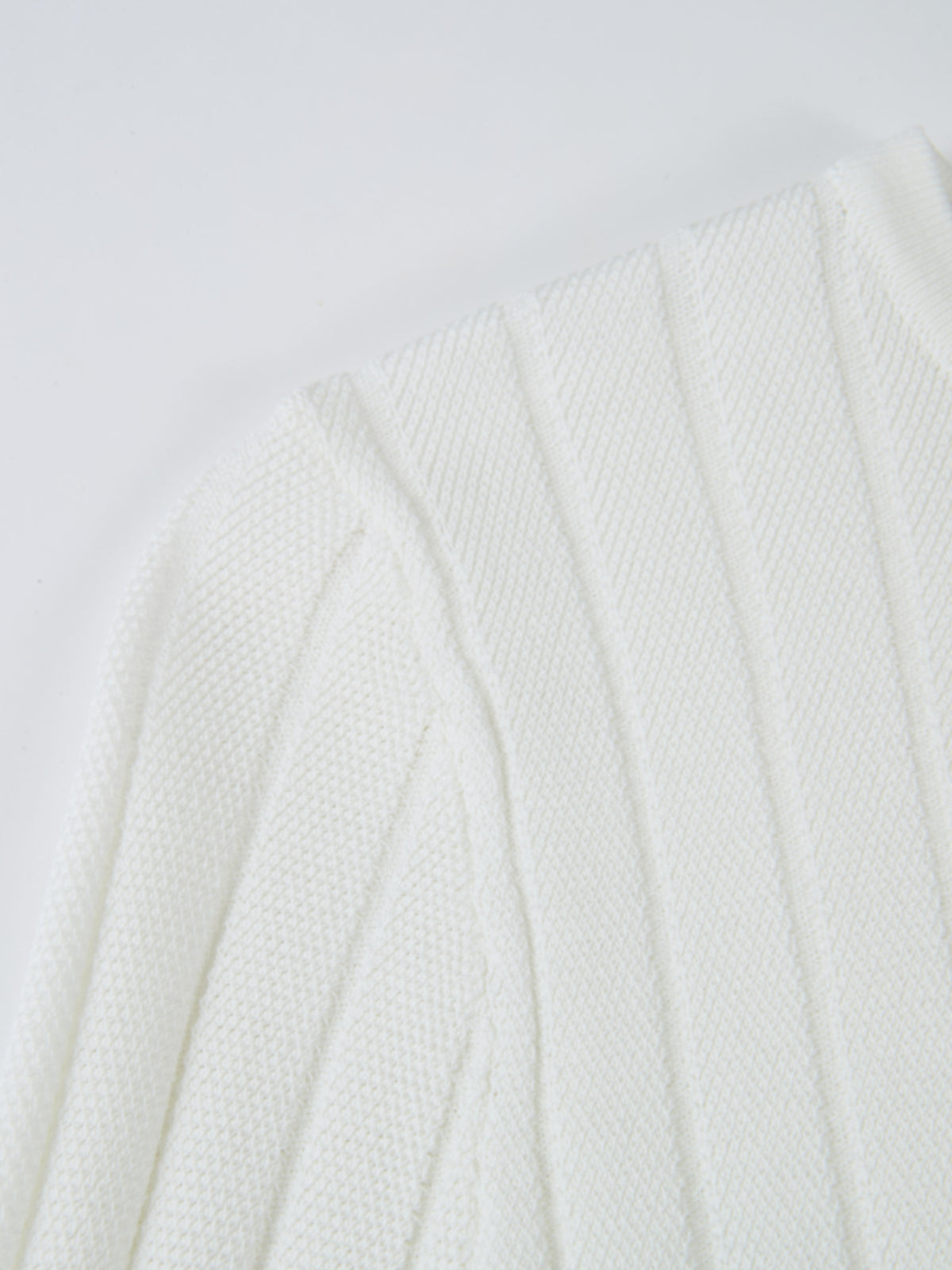 Silk Knit Ribbed Cardigan 17"- Cream