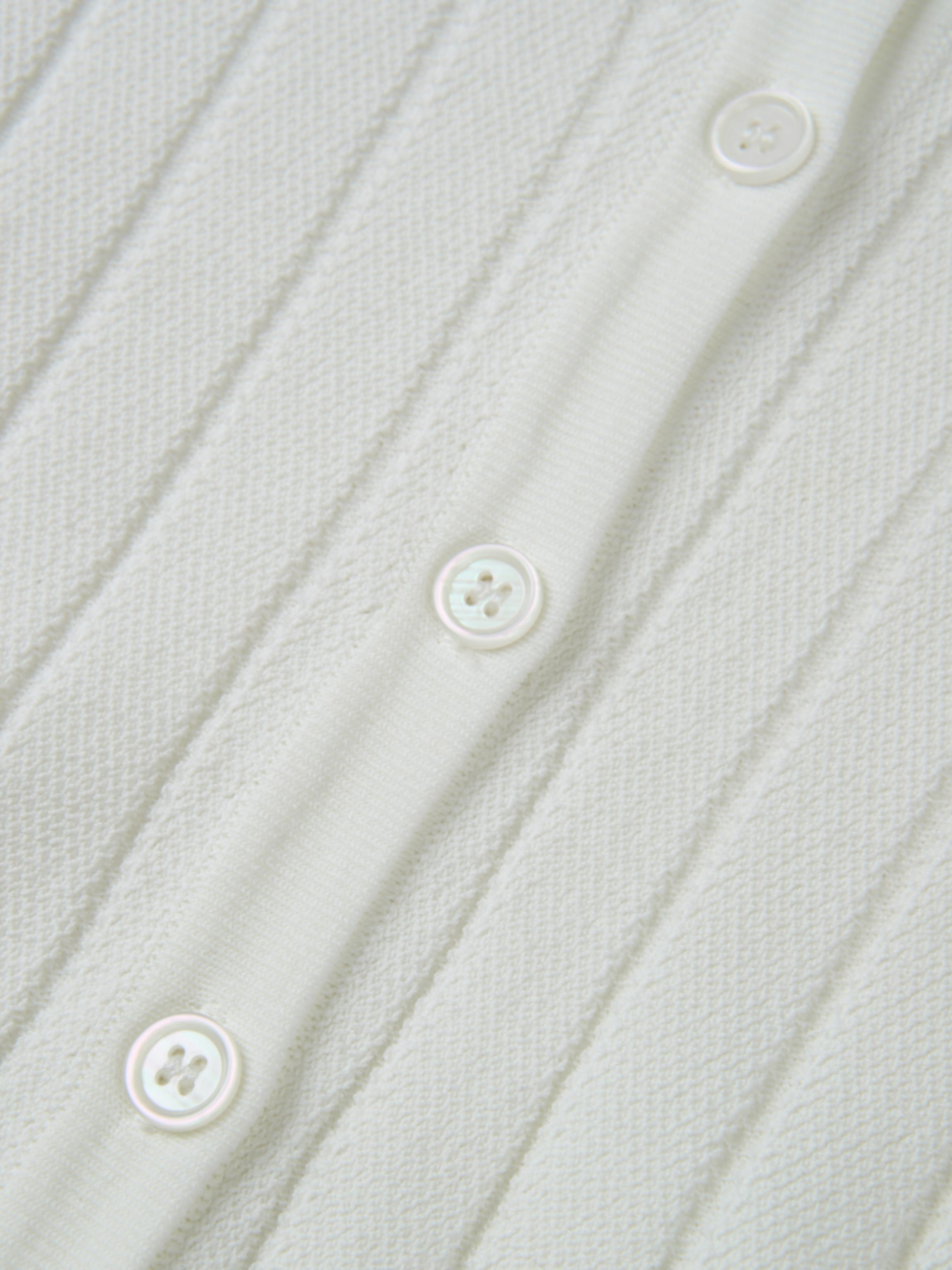 Silk Knit Ribbed Cardigan 17"- Cream