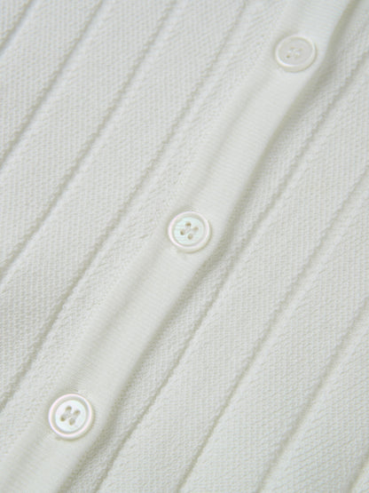 Silk Knit Ribbed Cardigan 17"- Cream