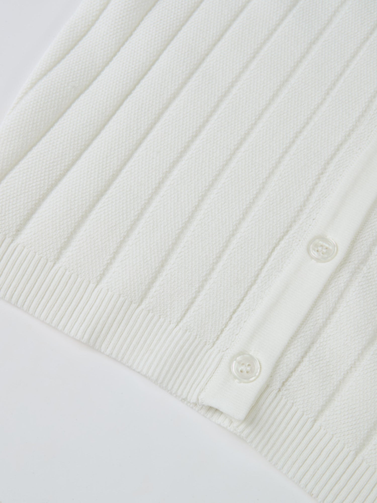 Silk Knit Ribbed Cardigan 17"- Cream