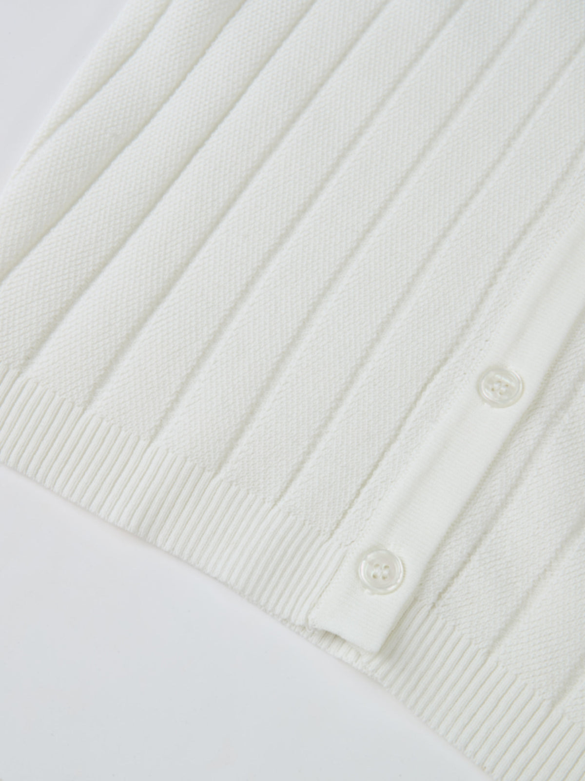 Silk Knit Ribbed Cardigan 17"- Cream