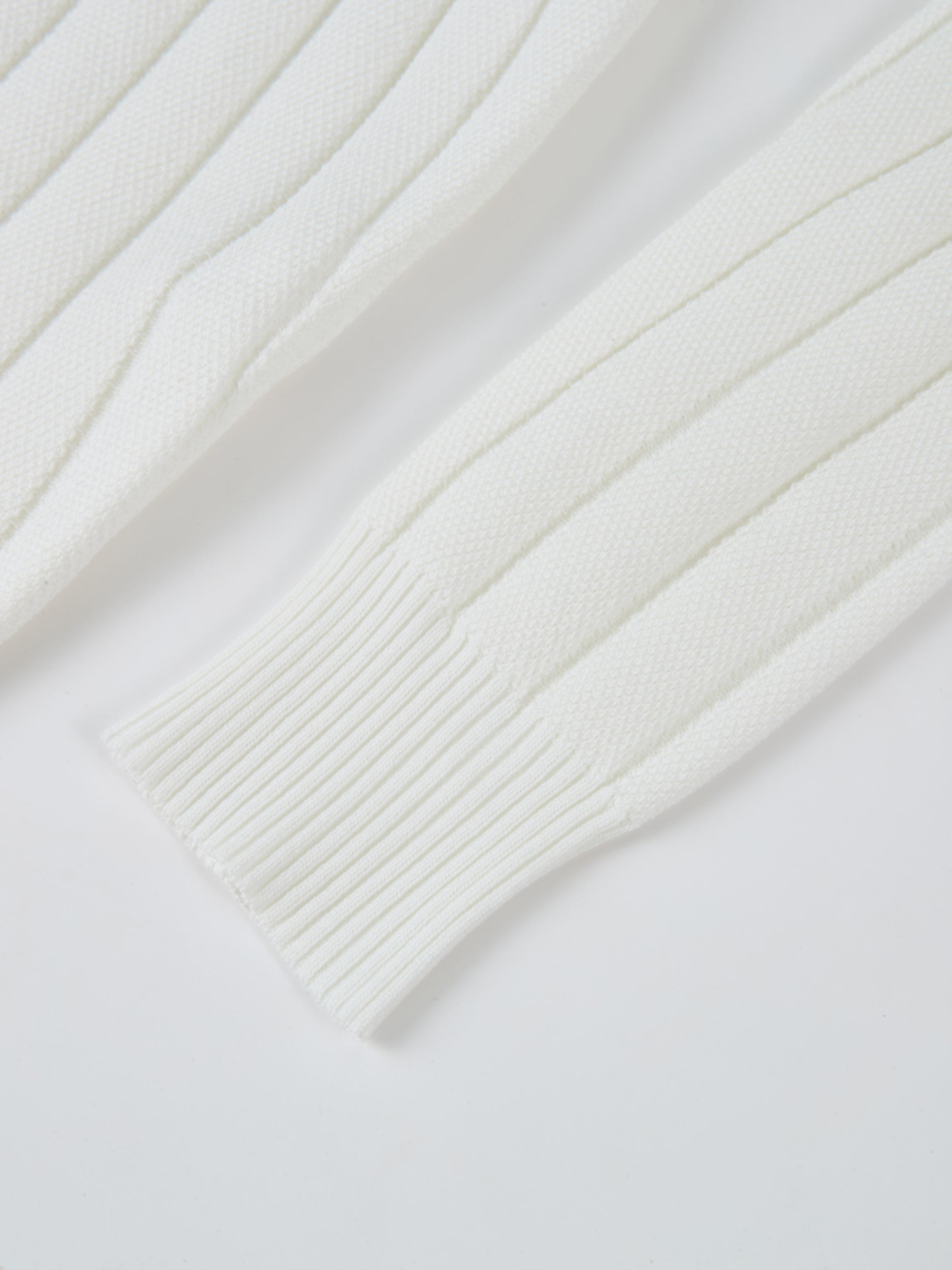 Silk Knit Ribbed Cardigan 17"- Cream