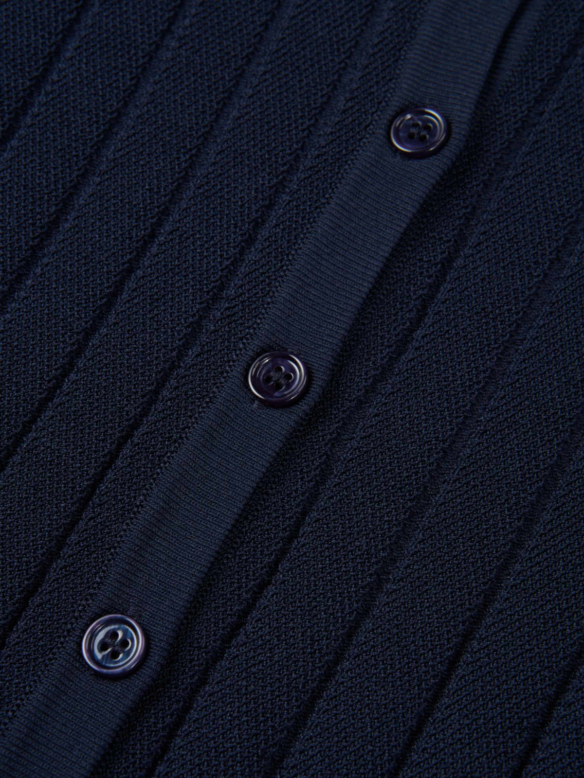 Silk Knit Ribbed Cardigan 17" - Navy