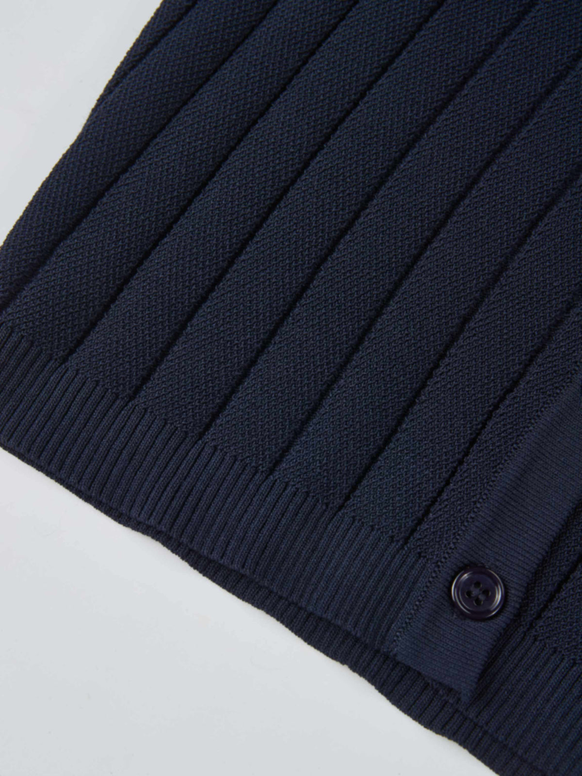 Silk Knit Ribbed Cardigan 17" - Navy