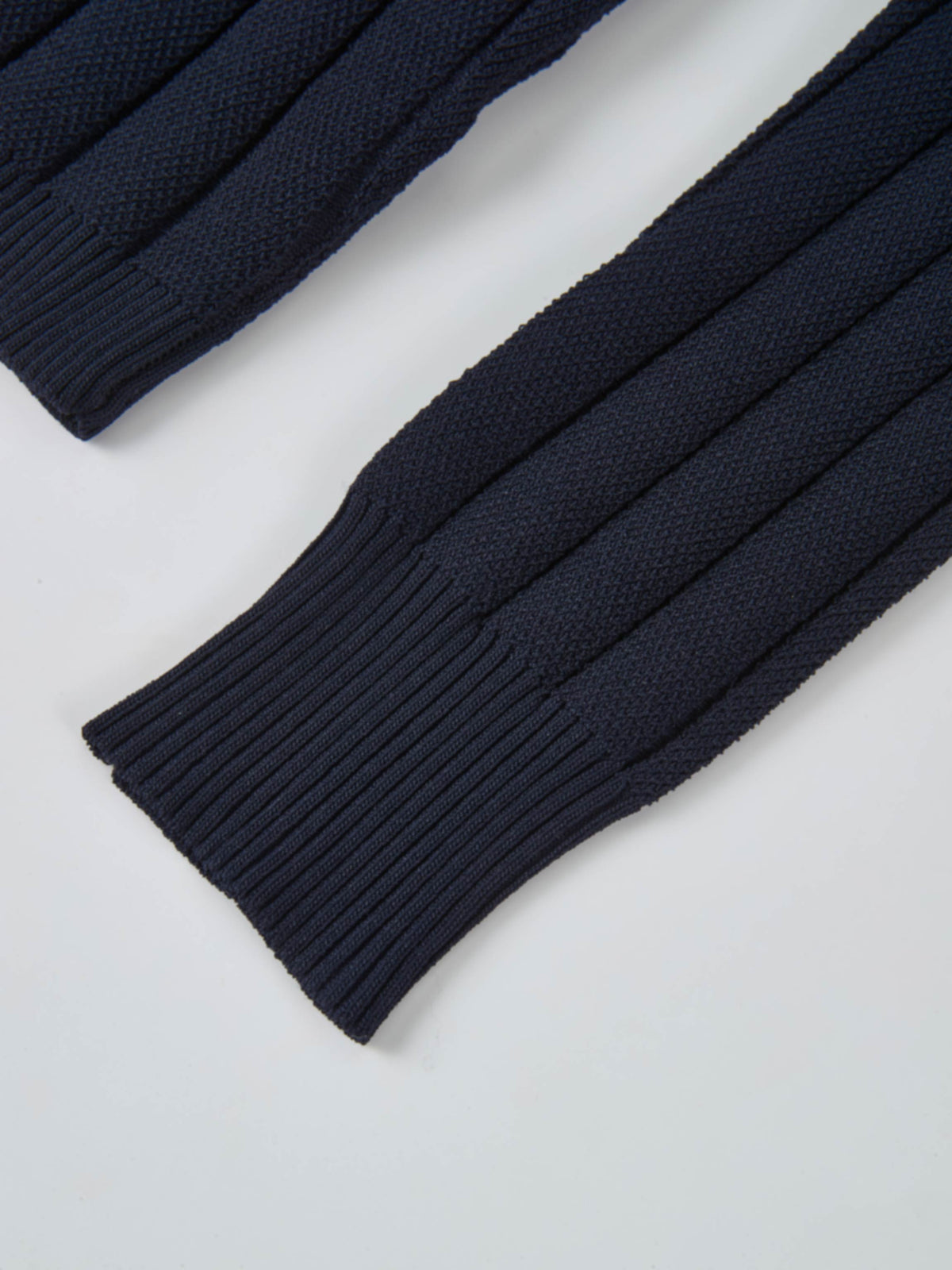 Silk Knit Ribbed Cardigan 17" - Navy