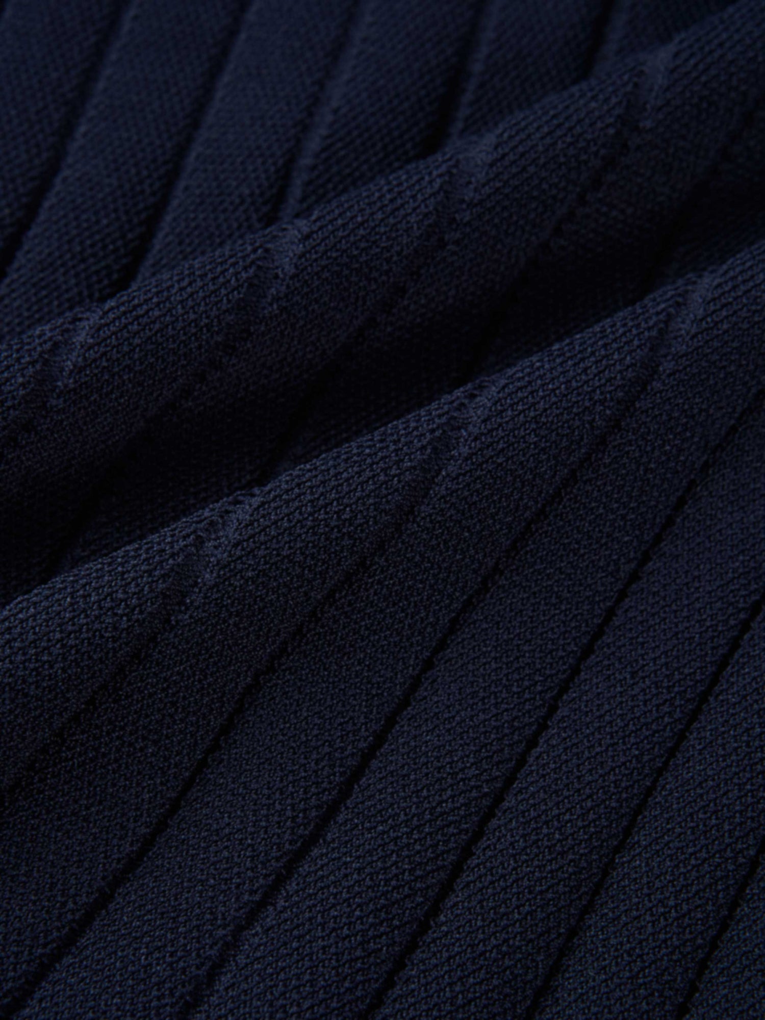 Silk Knit Ribbed Cardigan 17" - Navy