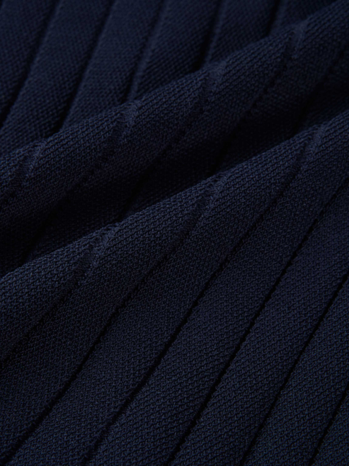 Silk Knit Ribbed Cardigan 17" - Navy