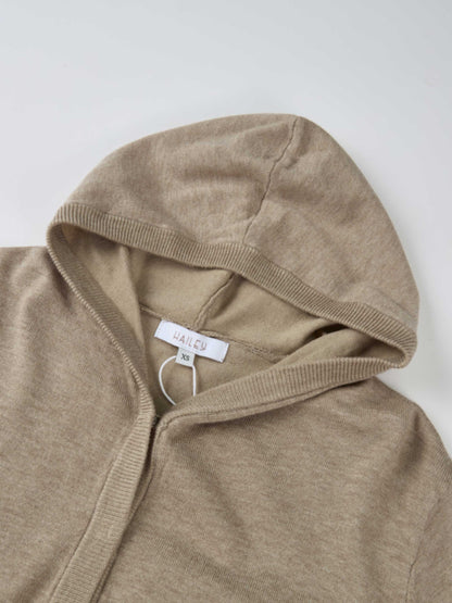 Soft Knit Hoodie Cardigan - Oatmeal