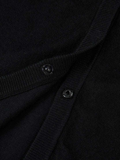 Soft Knit Hoodie Cardigan - Black