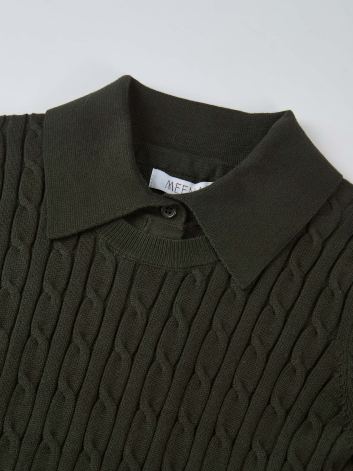 Collared Cable Sweater - Green
