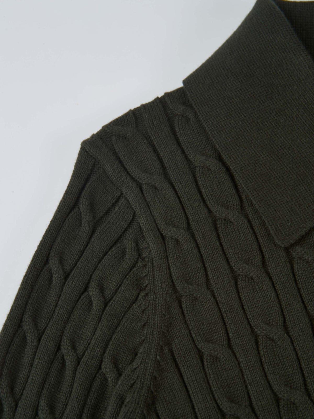 Collared Cable Sweater - Green