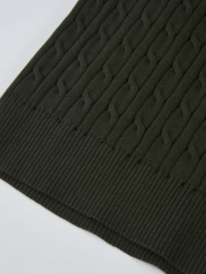 Collared Cable Sweater - Green