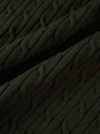Collared Cable Sweater - Green