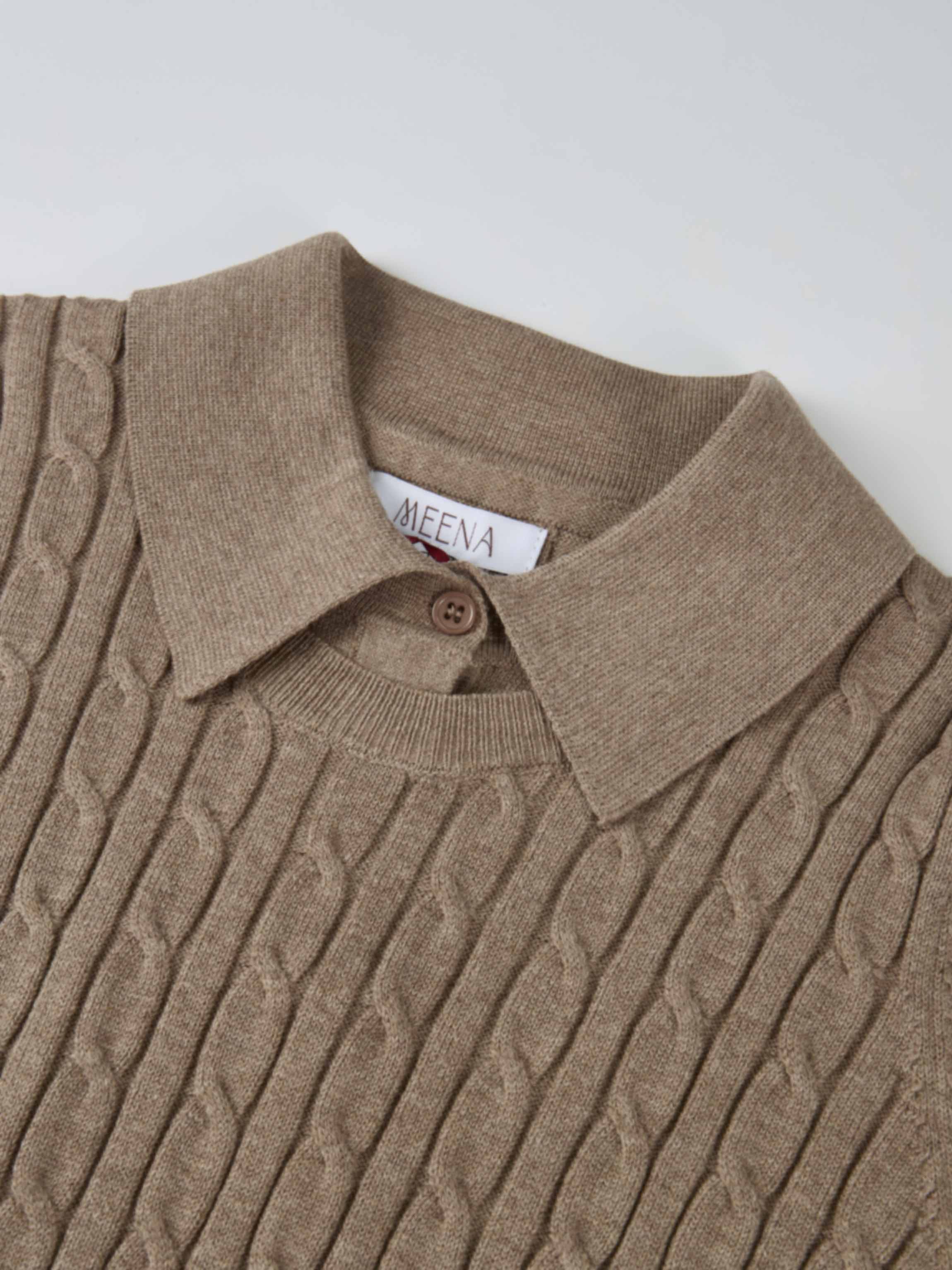 Collared Cable Sweater - Warm Taupe