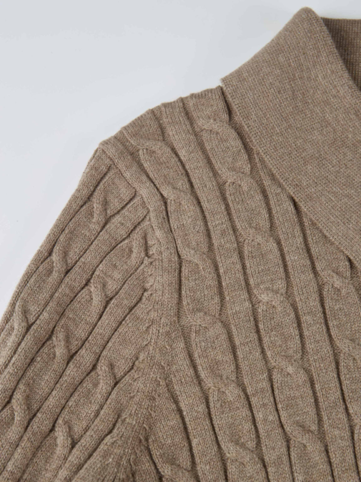 Collared Cable Sweater - Warm Taupe