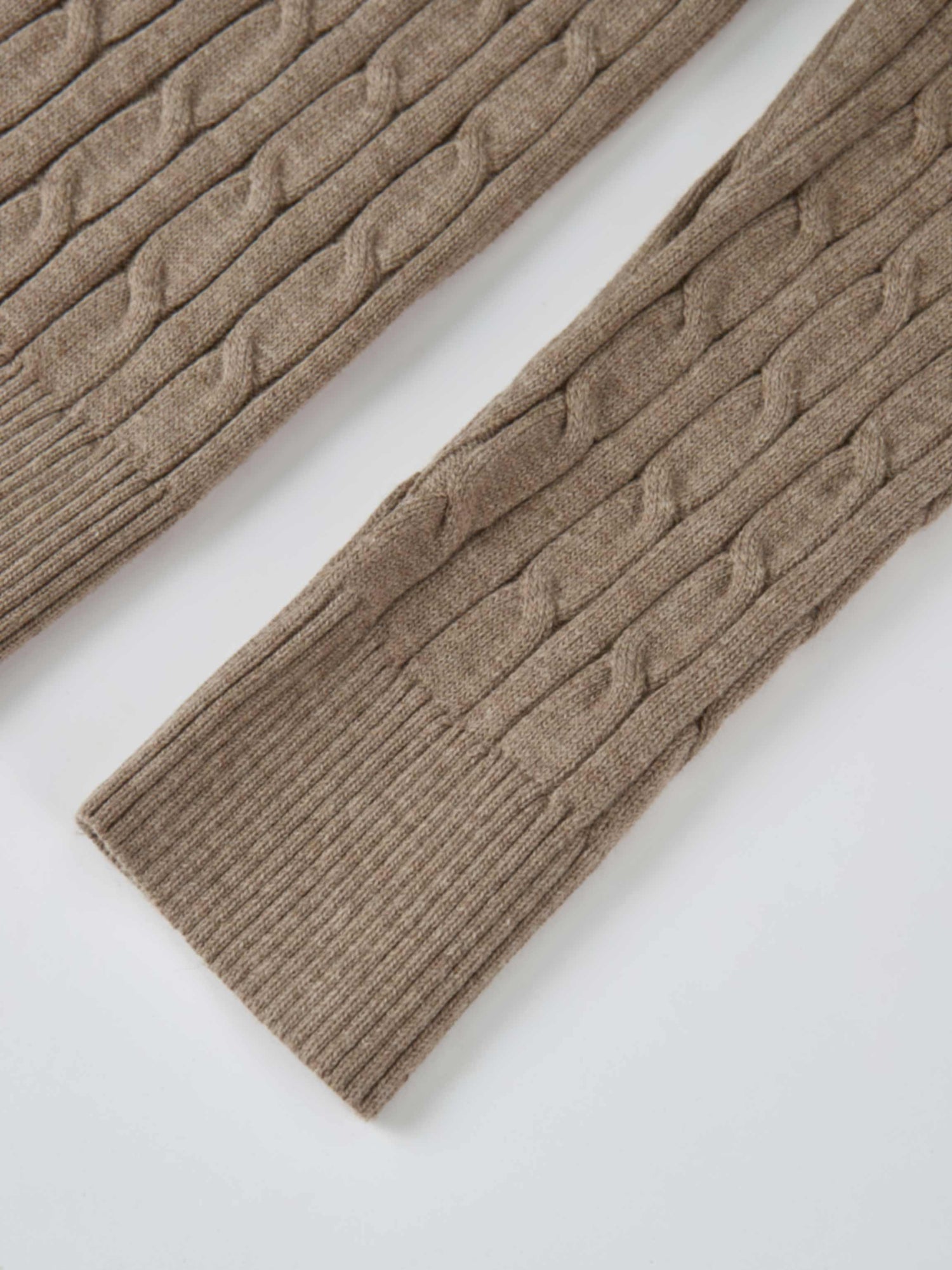 Collared Cable Sweater - Warm Taupe