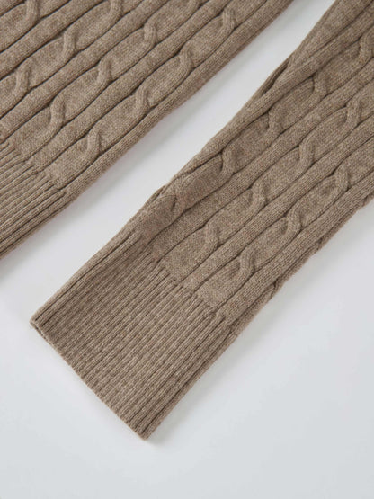 Collared Cable Sweater - Warm Taupe